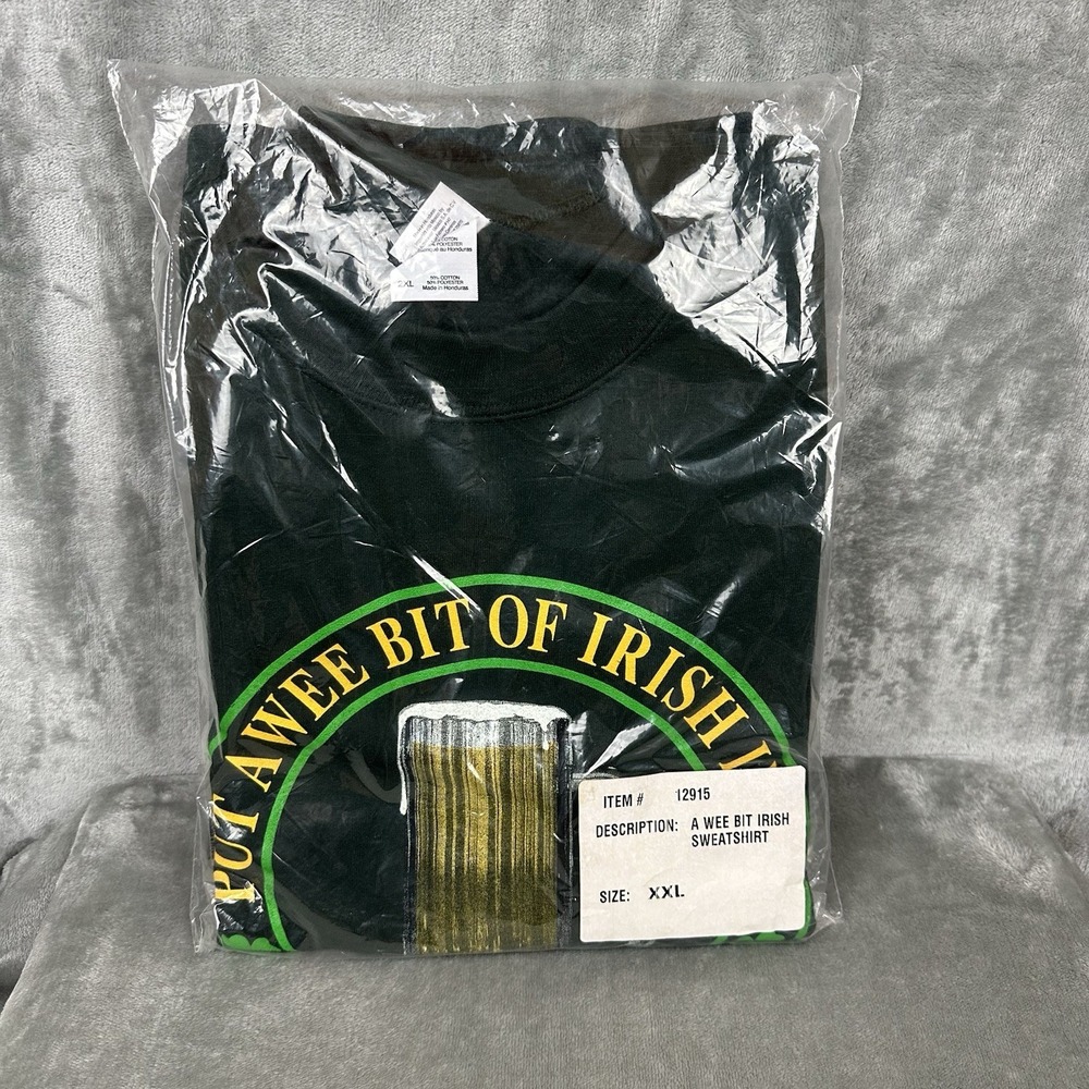 A Wee Bit Of Irish Sweatshirt Men's 2XL Green Pullover Crewneck Beer Graphic NEW